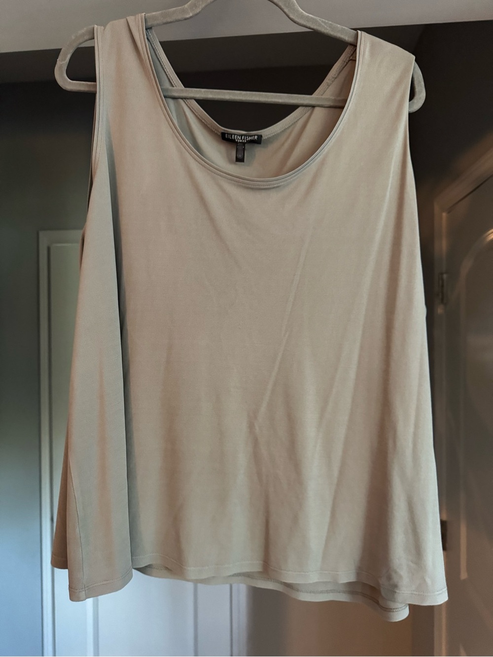 Eileen Fisher 100% Silk Sage Muted Green Tank Top 1X Luxury Elevated